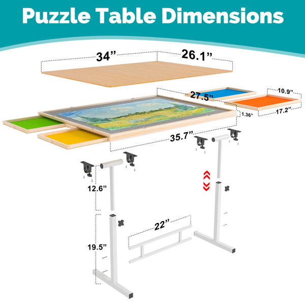 Fanwer Jigsaw Puzzle Tables with Metal Legs and Tilting Board 1500/1000